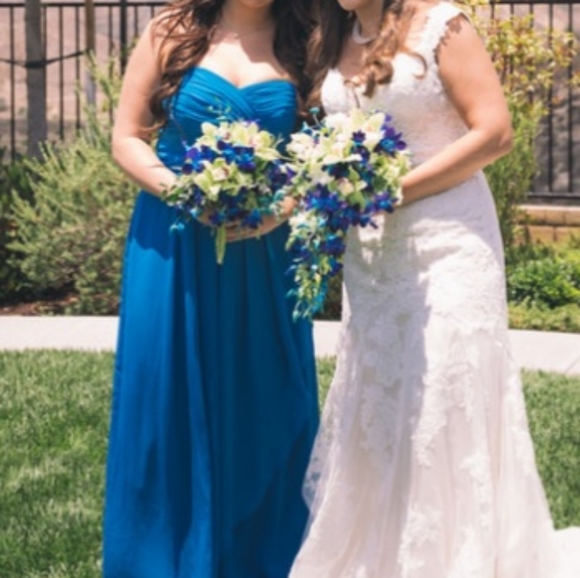 Crinkle Chiffon Dress with Cascade Skirt - Picture 2 of 5